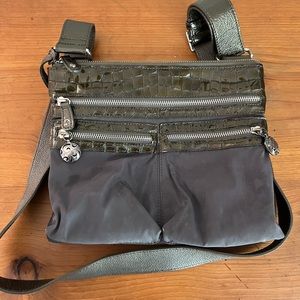 Brighton Brown/Black Shoulder Bag with Partial Leather Detailing
